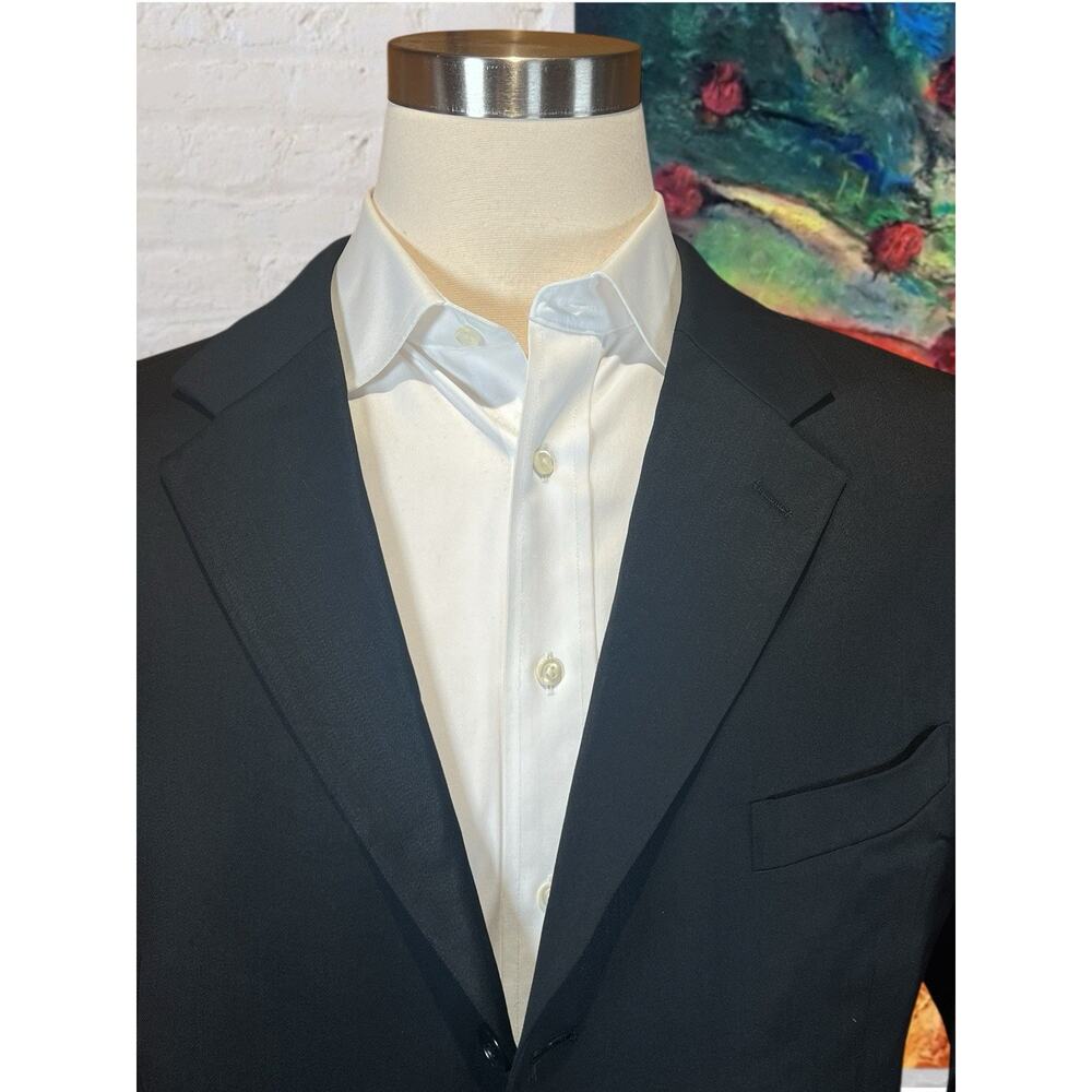 Jones New York Mens 46R Solid Black Blazer Sport Suit Jacket 3/2 Roll - Picture 3 of 15